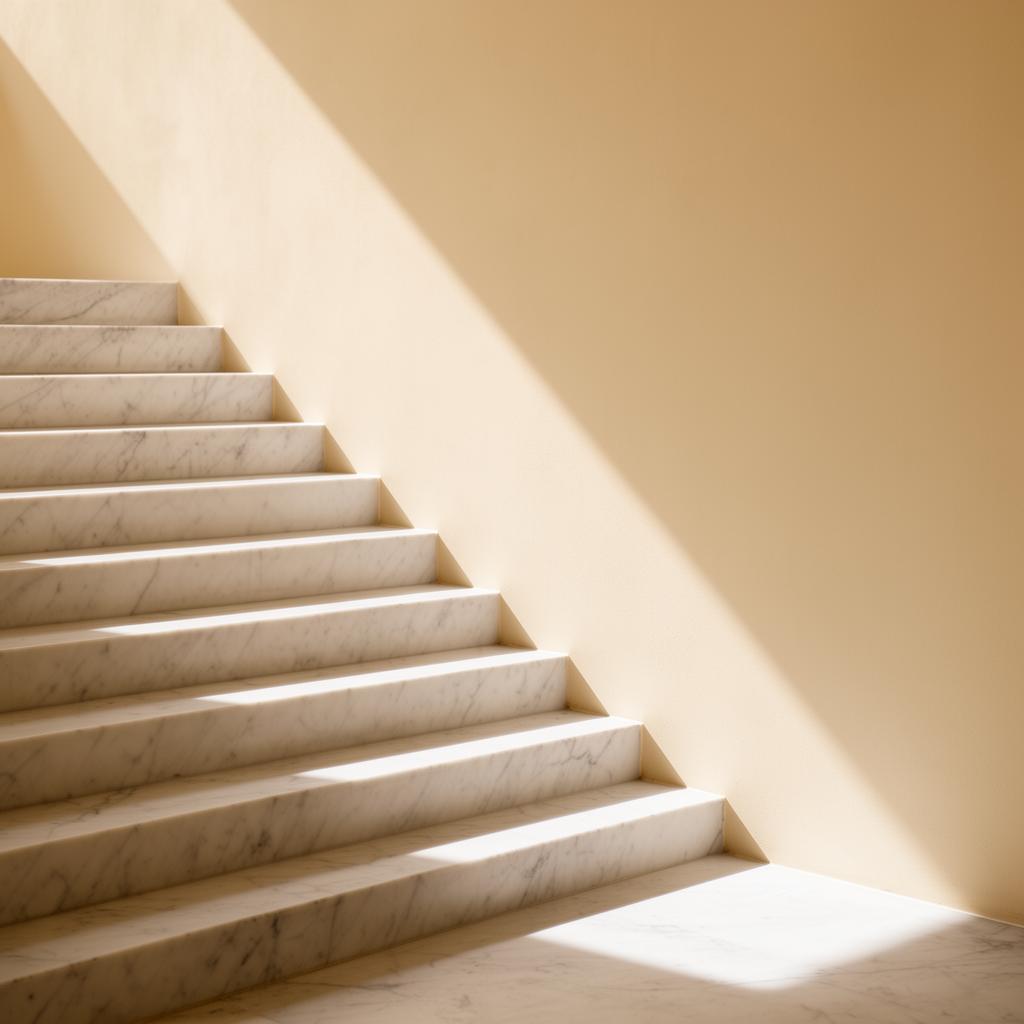 Marble staircase in soft natural light